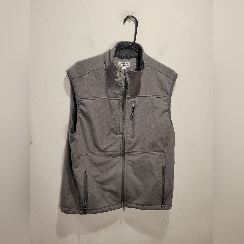 Outdoor Ventures Mens Size L Grey Fleece Outdoor Vest